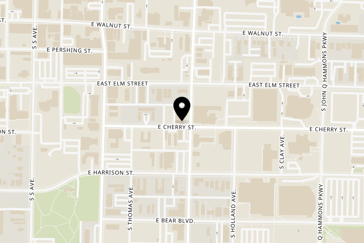 Map showing the location of THE SPOT on 533 S Kimbrough Ave in Springfield
